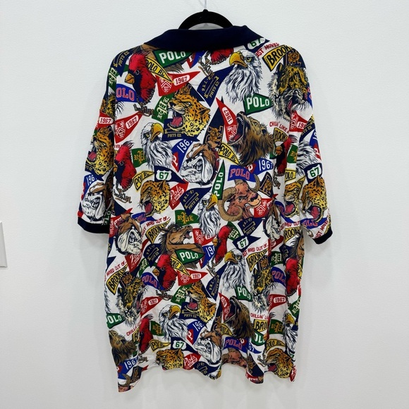Polo Ralph Lauren mascot multi pattern polo flag mesh custom fit Sz 3XL - Picture 2 of 10